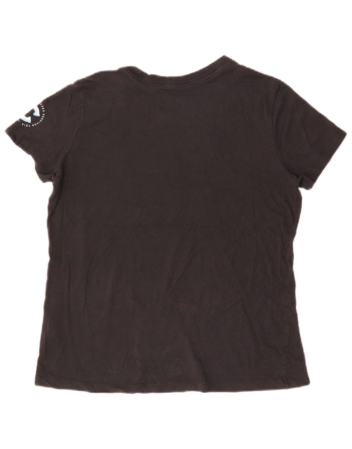 NIKE Womens Dri Fit Graphic T-Shirt Top UK 16 Grand Noir Coton