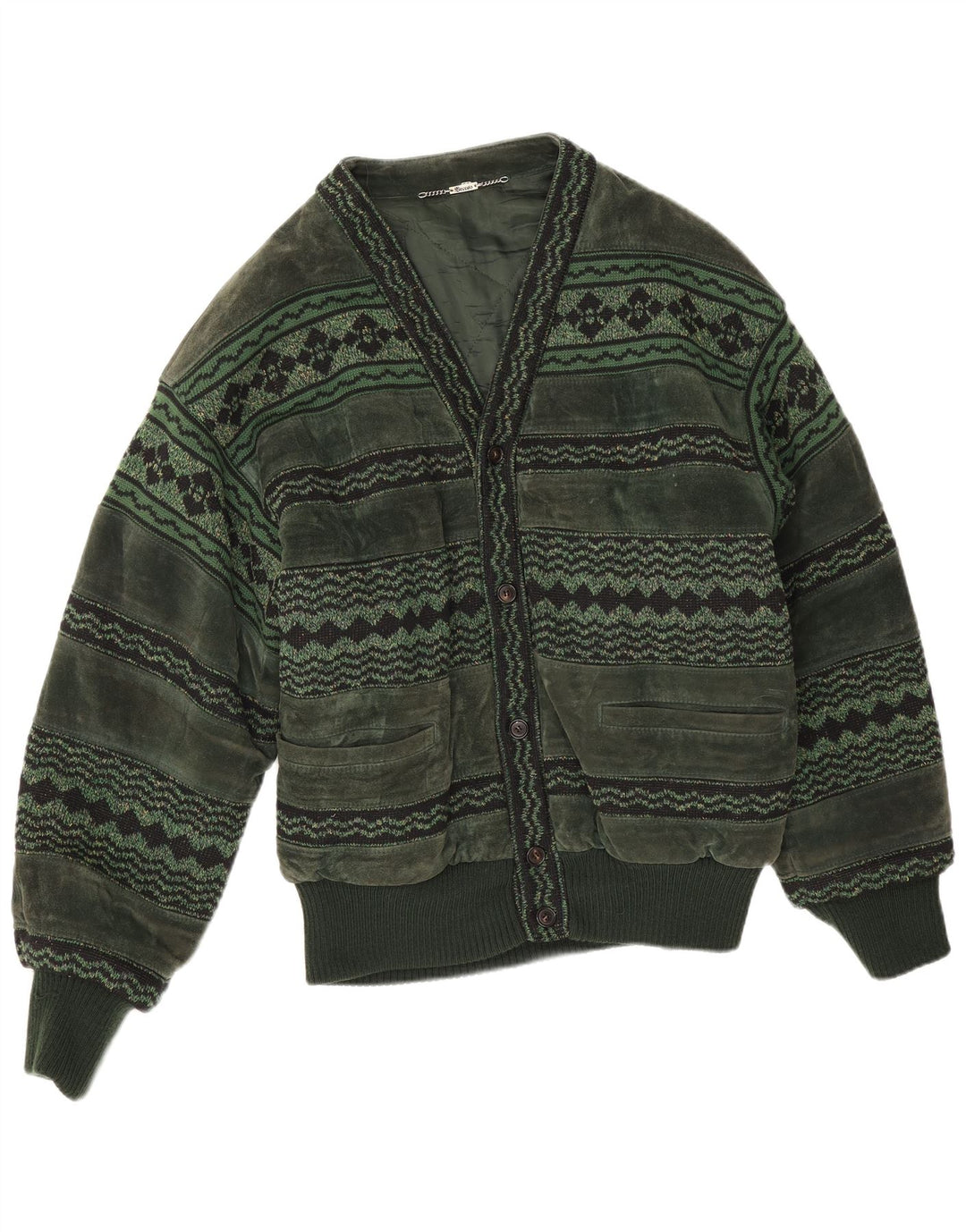 Breco's Veste Bomber En Daim Pour Homme IT 50 Grand Cuir Vert