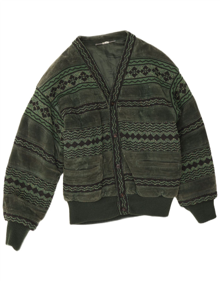 Breco's Veste Bomber En Daim Pour Homme IT 50 Grand Cuir Vert