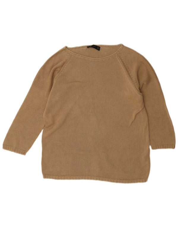Zara Pull col bateau pour femme UK 14 en coton beige moyen