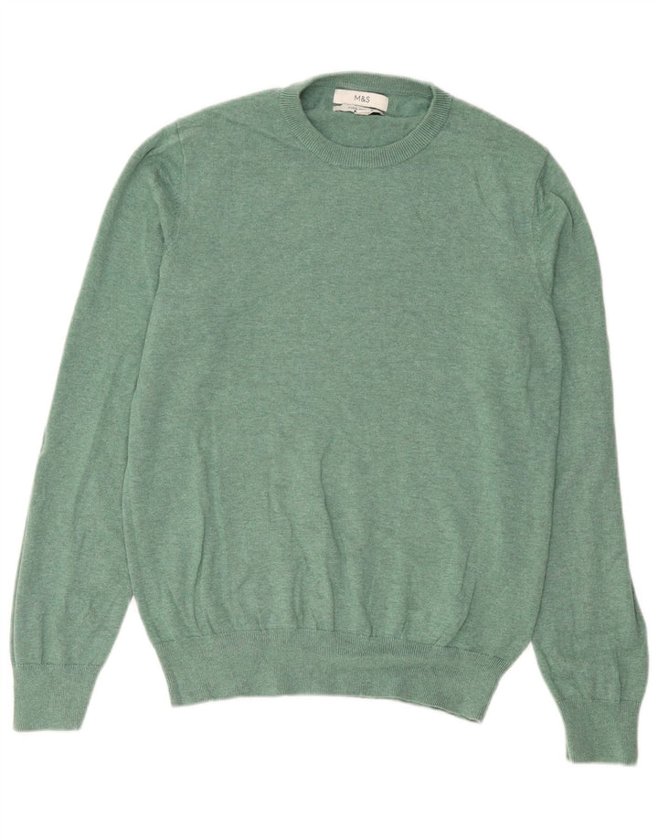 Marks & Spencer Pull Col Rond Homme Vert Moyen Coton