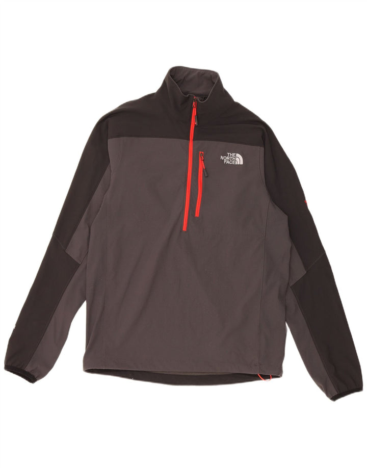 The North Face Haut de survêtement à col zippé pour hommes, petit, gris, colour block