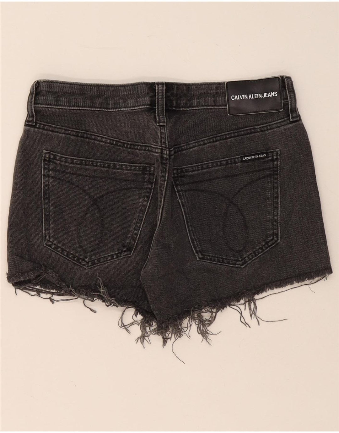CALVIN KLEIN Femme Short En Jean W27 Petit Gris Coton