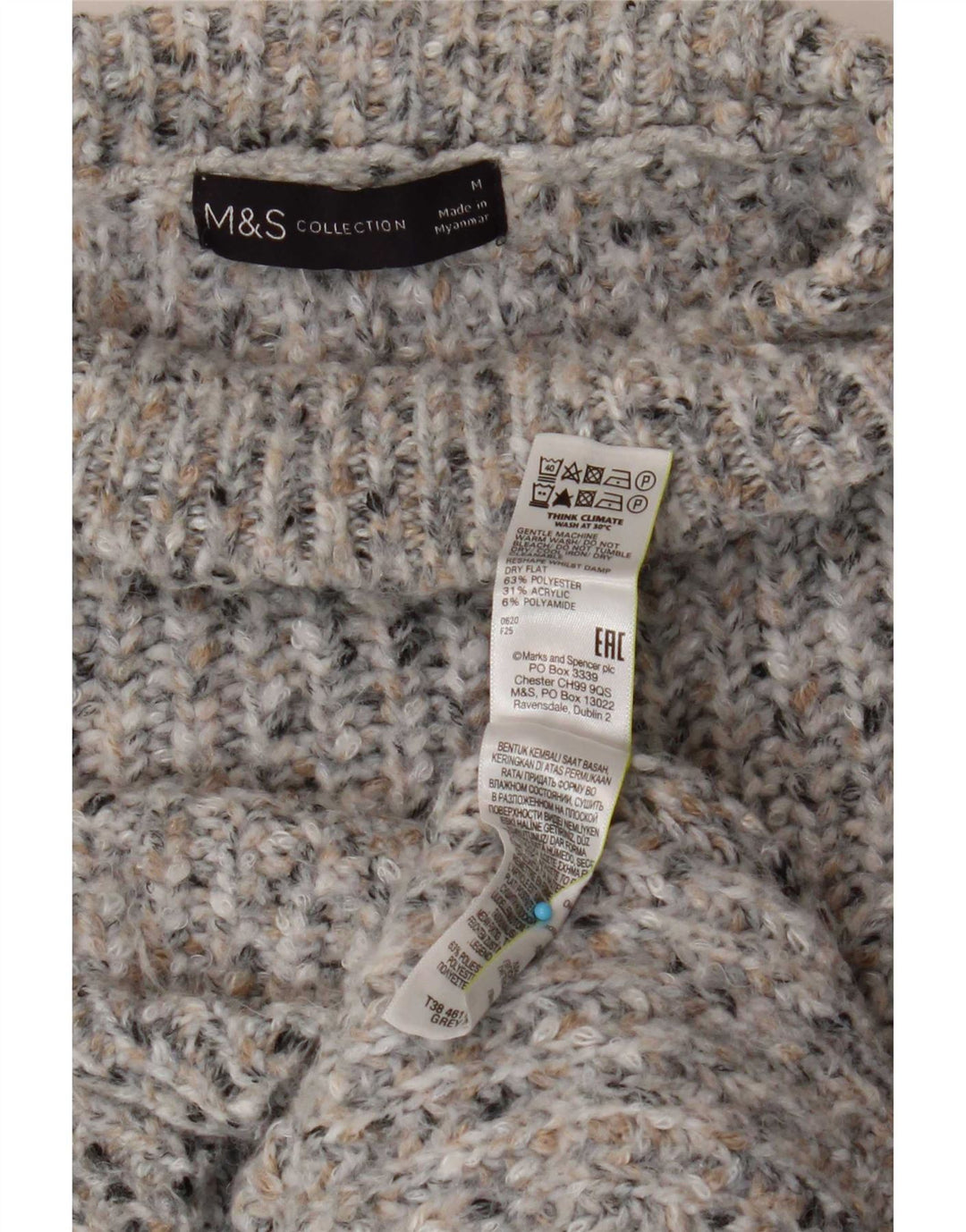 Marks & Spencer Pull col roulé pour homme UK 14 Gris moyen moucheté
