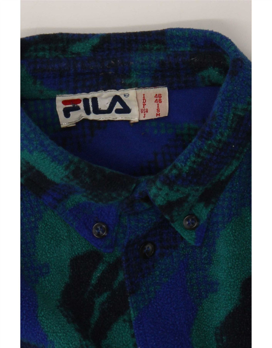 Fila Chemise polaire à motif abstrait pour homme IT 46 Small Bleu