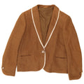 vintage Femme 1 Bouton Blazer Veste UK 14 Moyen Brun Ramie