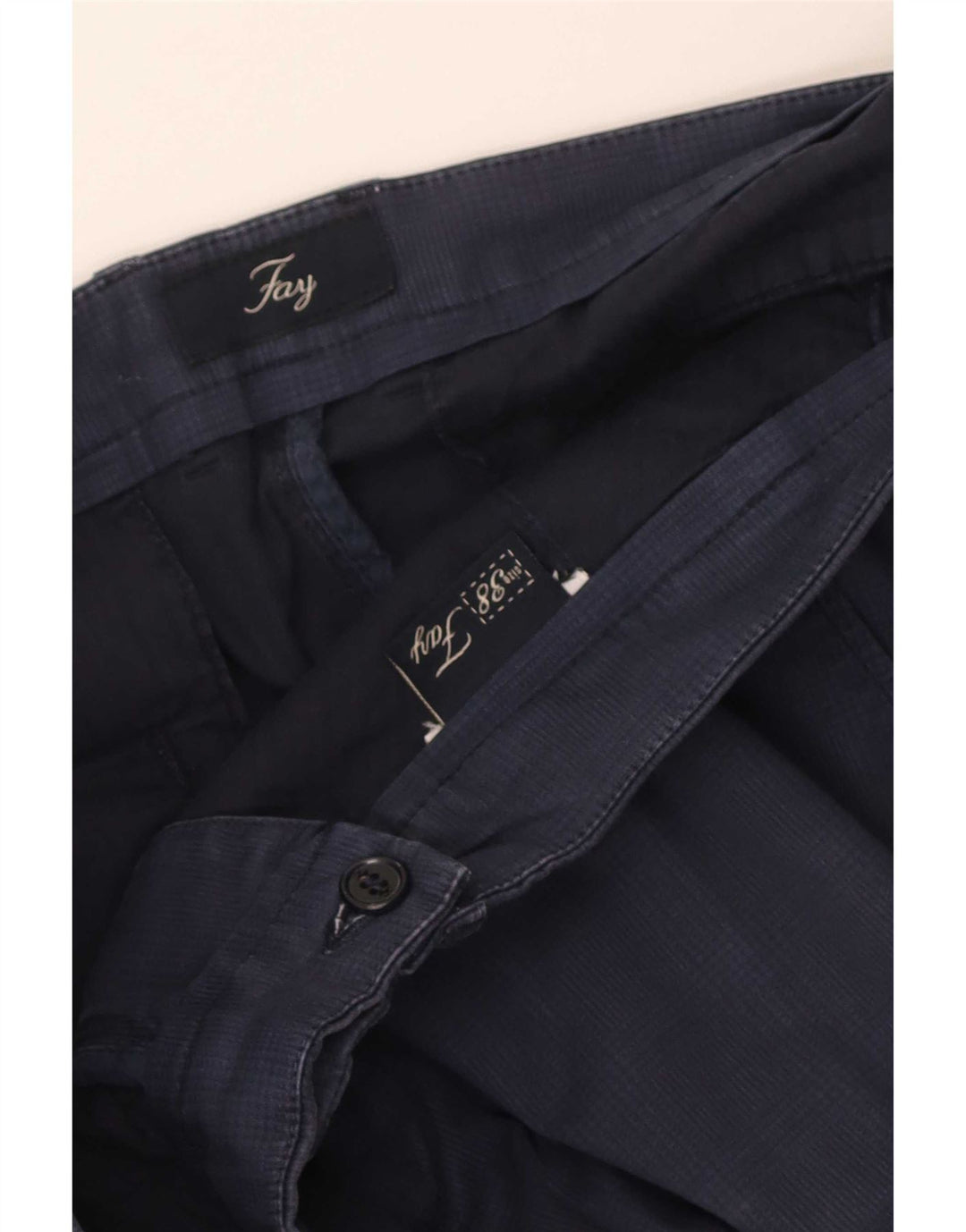 Fay Pantalon Chino Slim Homme W38 L30 Bleu Marine à Carreaux