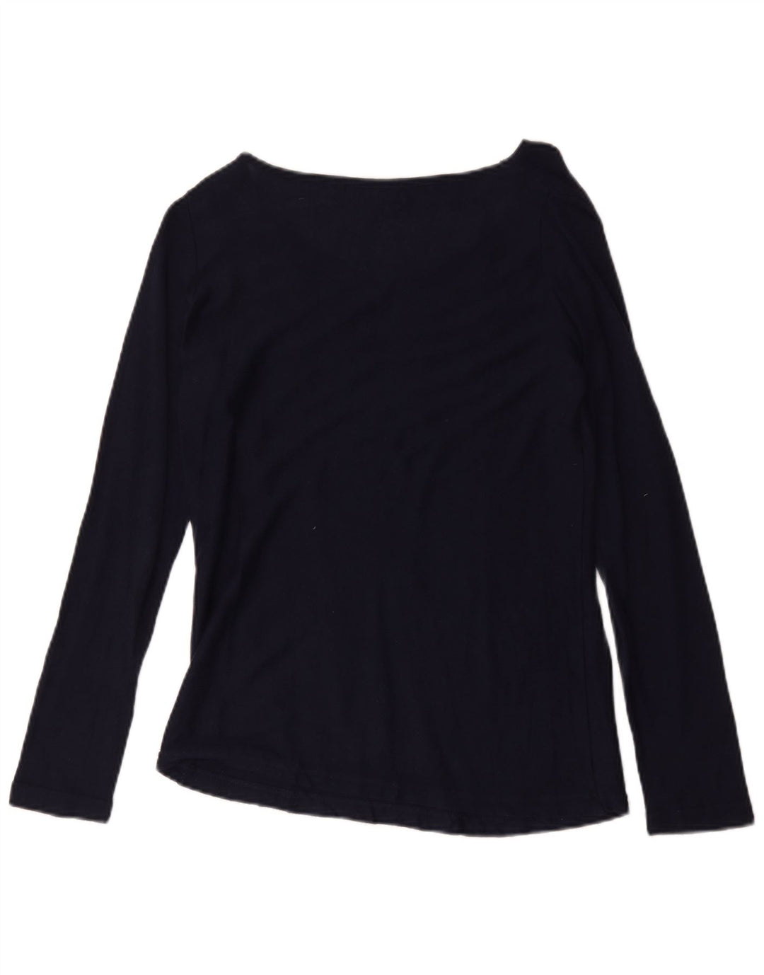 Zara Femme Top Manches Longues UK 12 Moyen Bleu Marine Coton