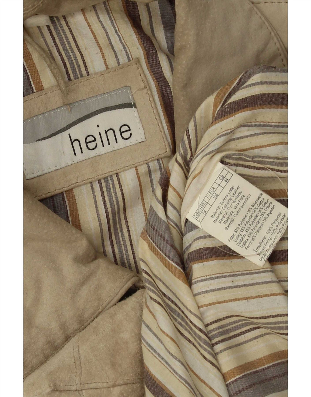 Heine Veste Bomber En Daim Homme UK 44 2XL Cuir Beige