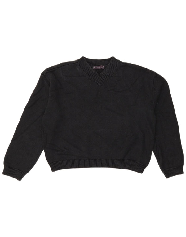 Marks & Spencer Pull court à col en V pour femme UK 14 Noir moyen