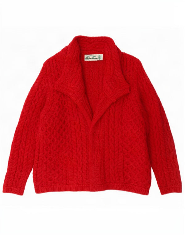 Aran Crafts Cardigan pour femme en laine mérinos rouge moyen UK 14