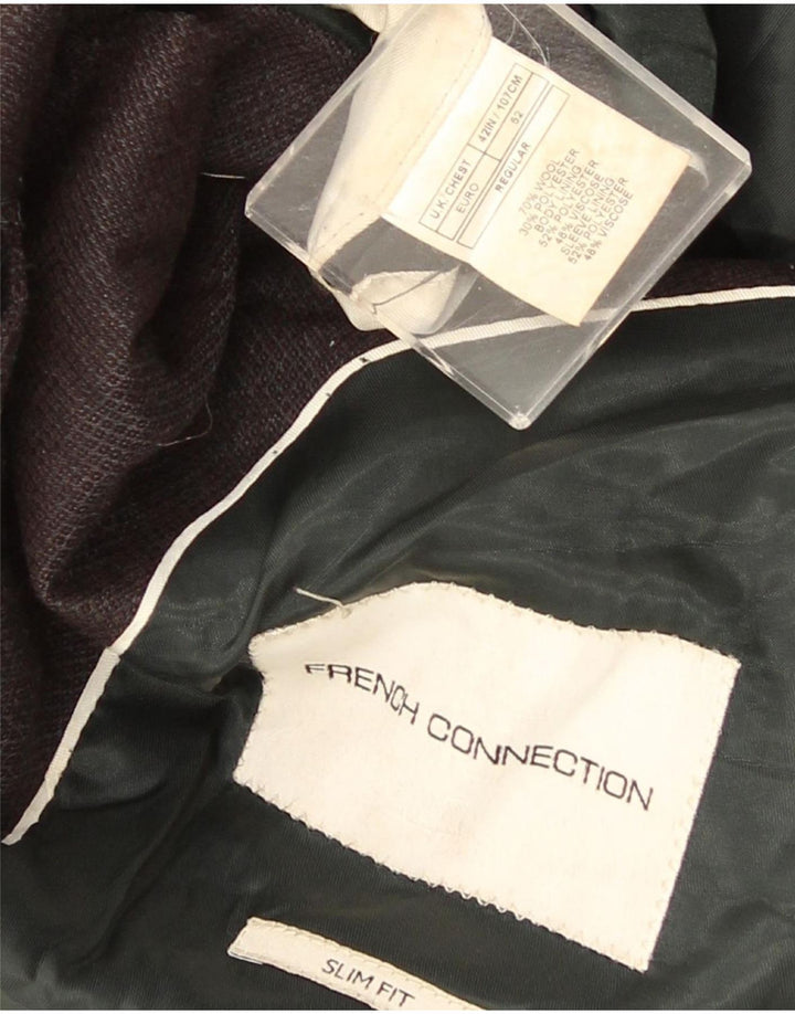 French Connection Veste Blazer 2 Boutons Homme UK 42 XL Gris Laine Classique