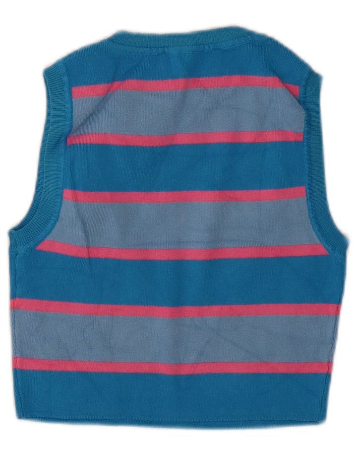 Zara Femme Crop Débardeur UK 12 Bleu Moyen Rayé Viscose