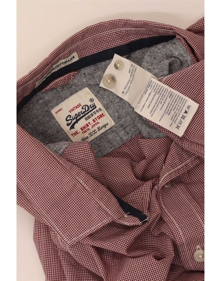 Chemise Superdry Homme Coton Vichy Rouge Moyen
