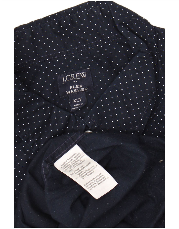 J. CREW Chemise Haute Homme XL Bleu Marine Coton Tacheté