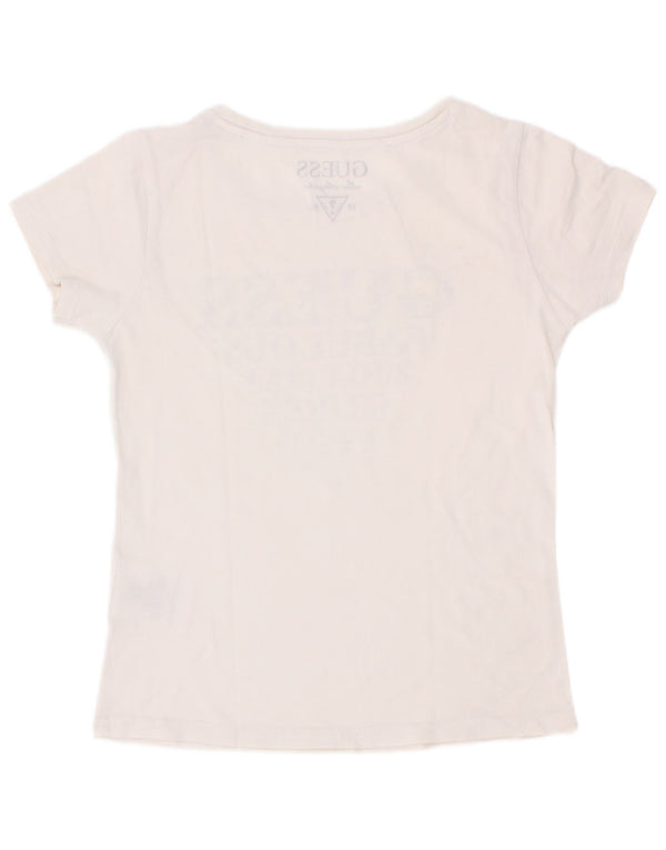 Guess T-Shirt Graphique Fille 5-6 ans Blanc Coton