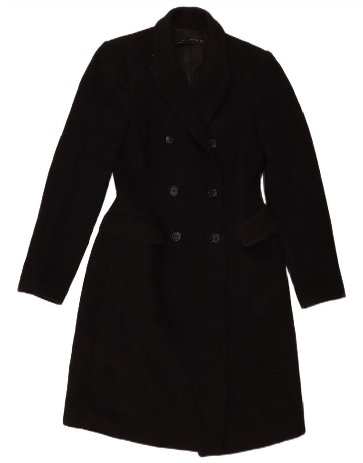 Zara Manteau croisé pour femme UK 10 Petit Noir Polyester