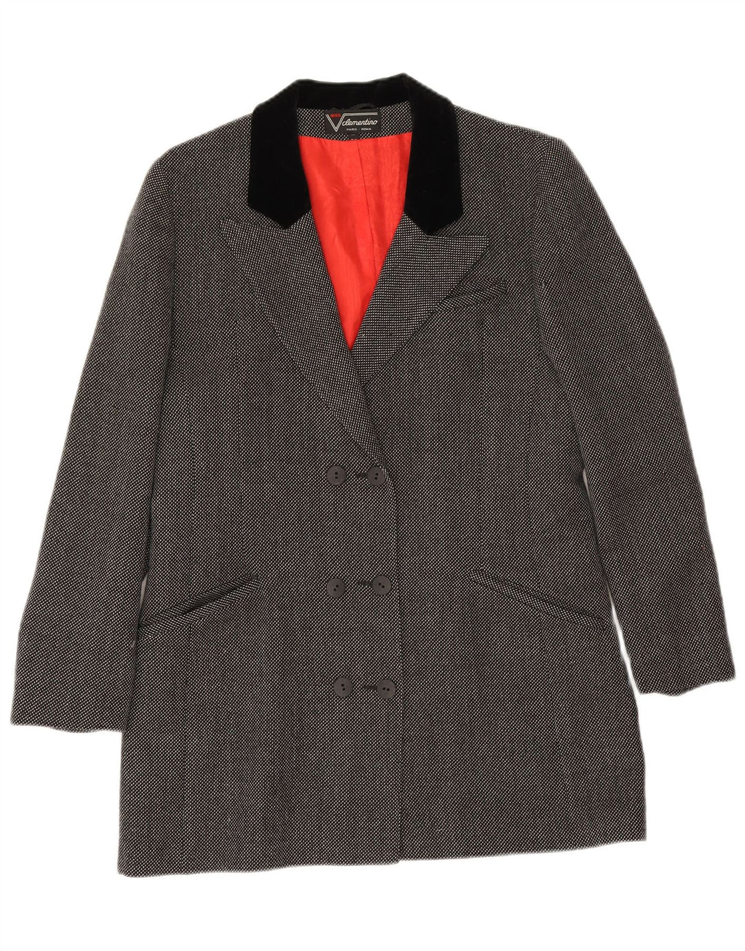 Clementino Veste Blazer Double Boutonnage Femme EU 36 Petite Laine Grise