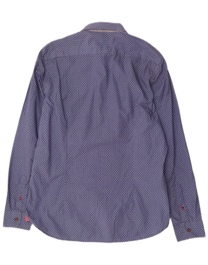 Ted Baker Chemise Homme Taille 4 Grand Coton À Pois Bleu