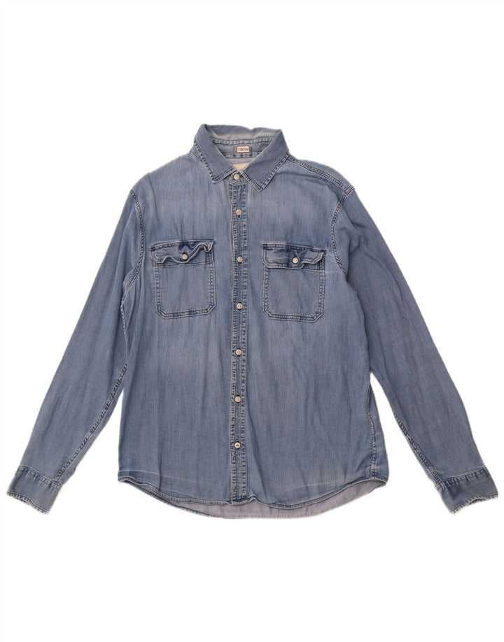 HOLLISTER Chemise en Jean Bleu Moyen Coton Homme