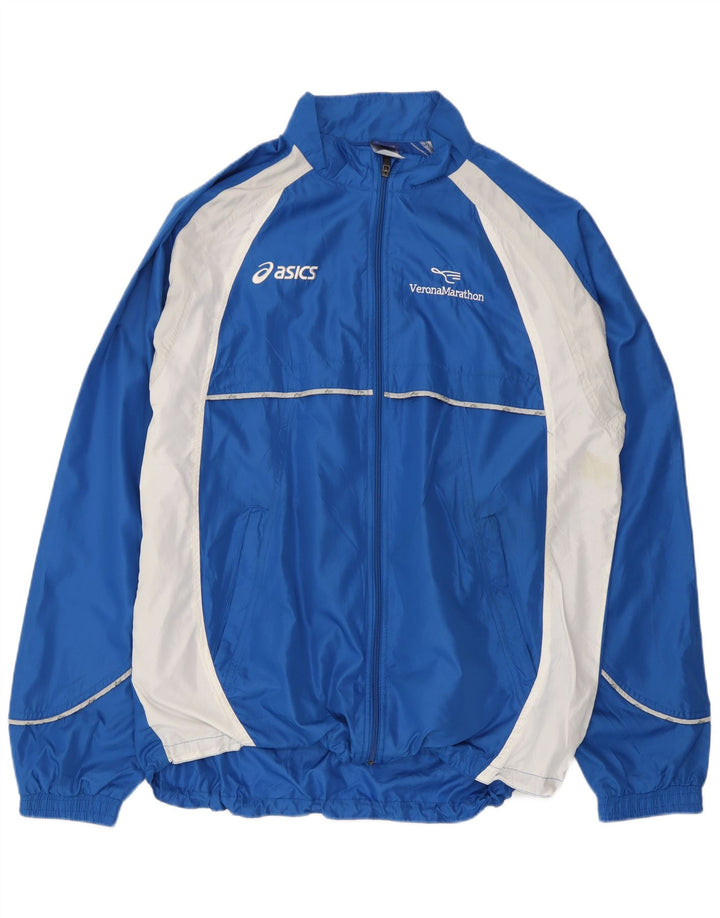 Asics Veste de Survêtement Graphique Homme XL Bleu Microfibre Colorblock