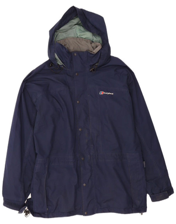Berghaus Veste de pluie à capuche pour homme UK 40 Large Bleu marine Nylon