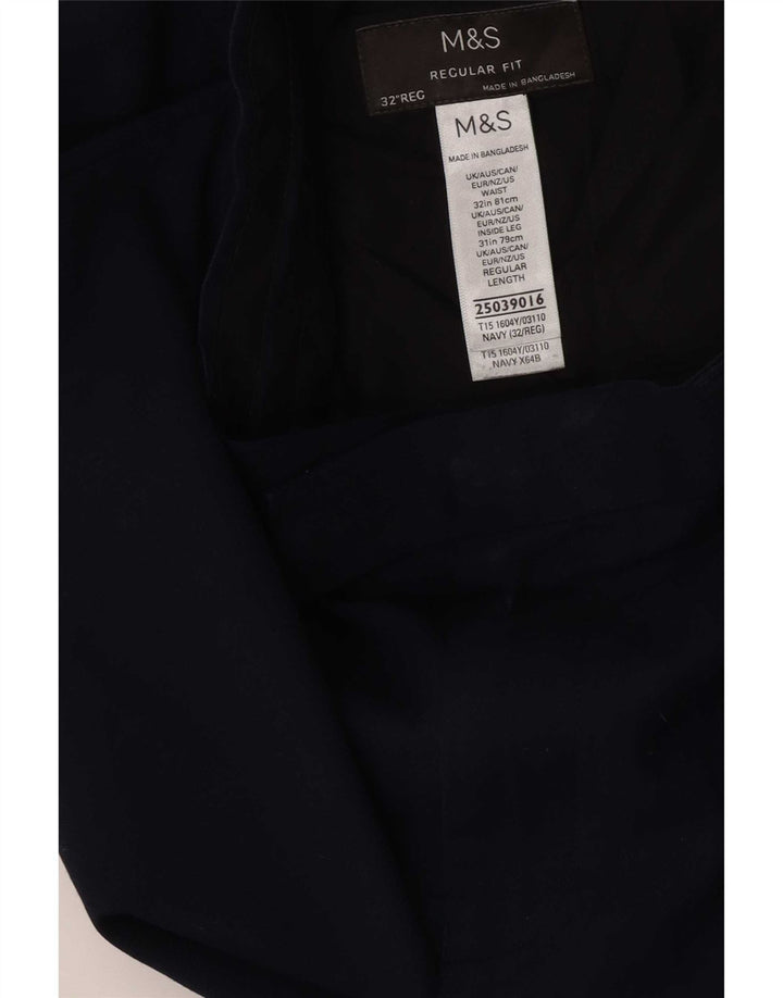 Marks & Spencer Pantalon de costume coupe classique pour homme W32 L31 Bleu marine Polyester