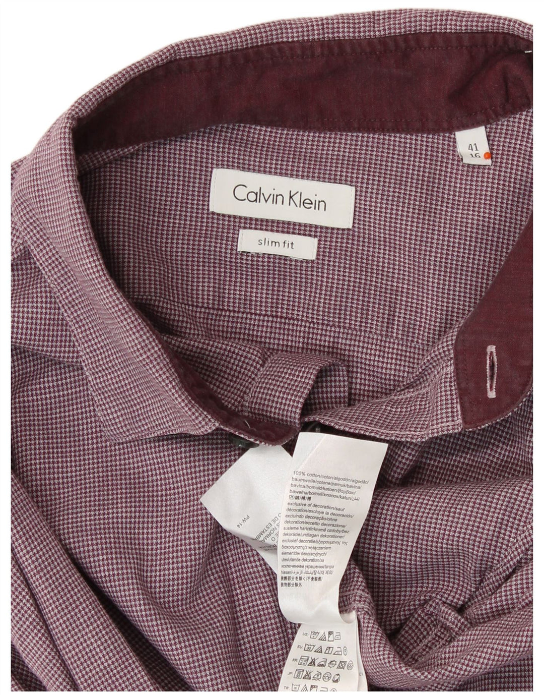 CALVIN KLEIN Chemise slim fit homme taille 41 16 grand pied de poule marron