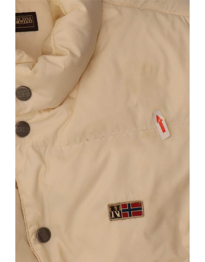 Napapijri Gilet rembourré graphique pour homme UK 38 Medium Off White Polyamide