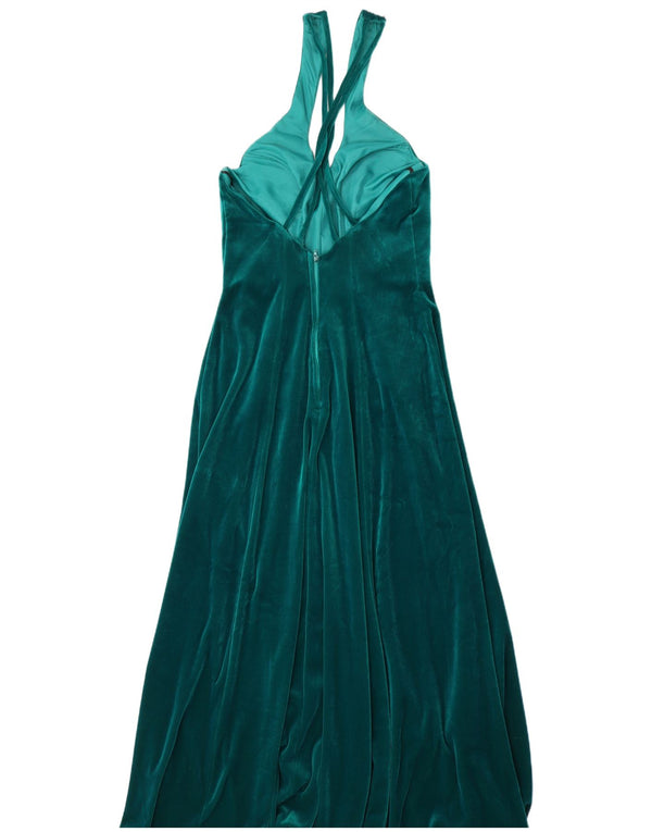 The House Of Nicholas Robe trapèze dos nu en velours pour femme UK 16 Large Vert