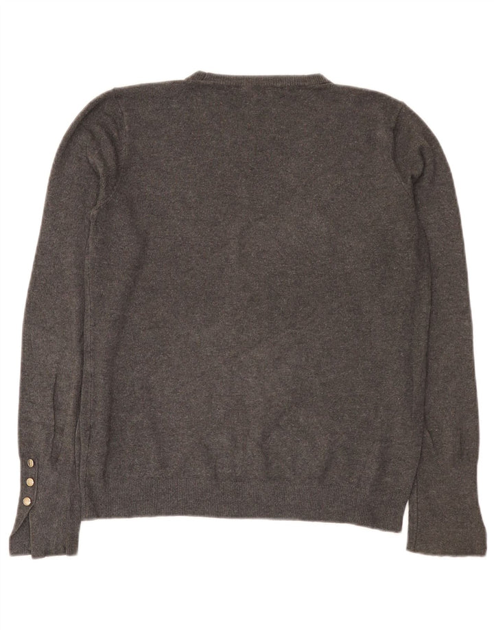 Zara Pull ras du cou pour femme UK 14 Large Gris Viscose