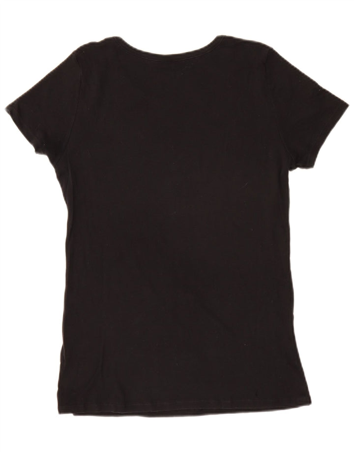 BENETTON T-shirt graphique pour femme UK 16 Small Noir