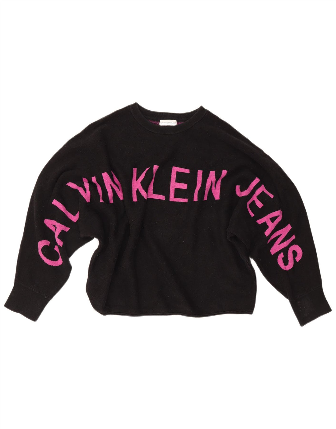 CALVIN KLEIN JEANS Pull court pour femme UK 14 Noir moyen