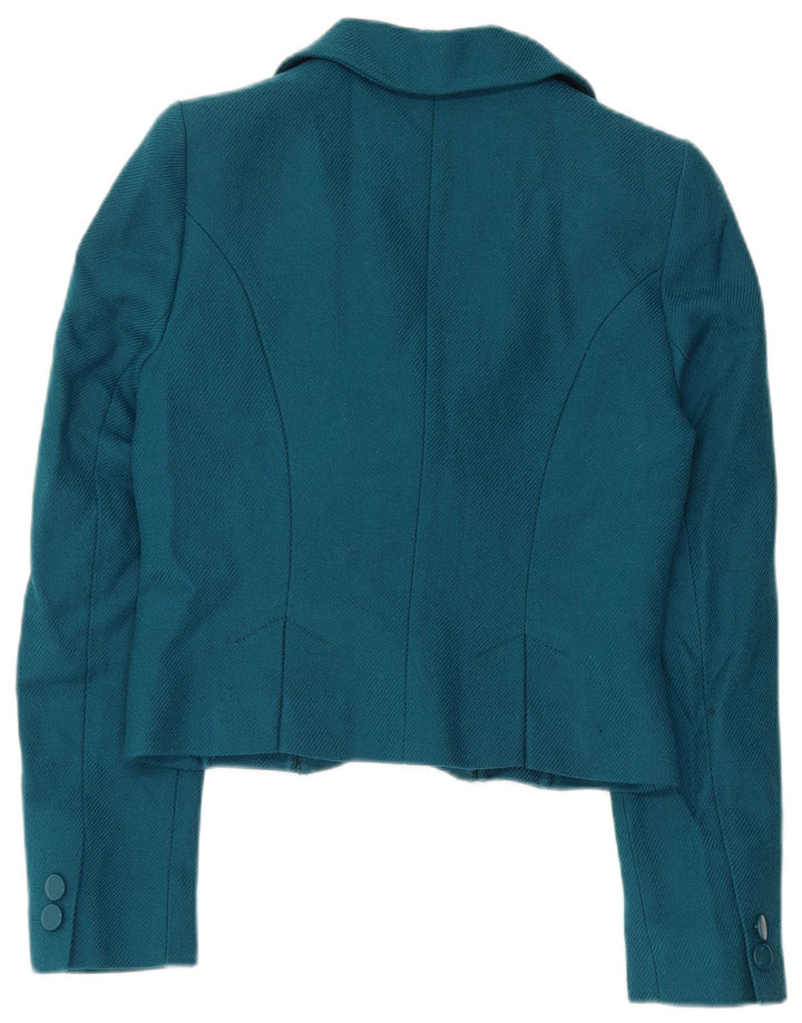 Hobbs Veste blazer courte à 2 boutons pour femme UK 10 Petite laine bleue