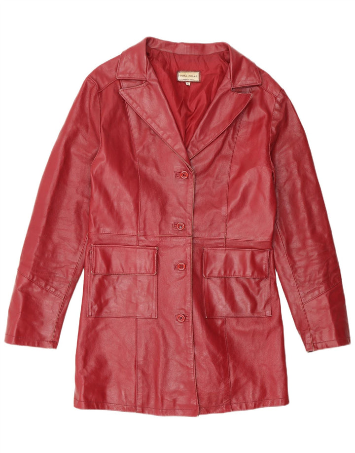 manteau en cuir femme vintage UK 18 XL Cuir Rouge