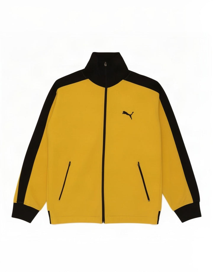 Puma Veste de survêtement pour homme Large Jaune Colorblock Polyester