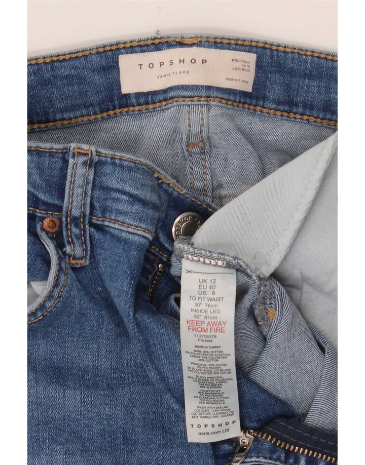 Topshop Femme Jean Évasé Jamie W30 L32 Bleu Coton