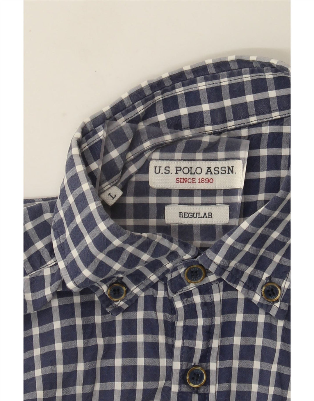 U.S. Polo Assn. Chemise régulière à manches courtes pour hommes, grand vichy bleu marine
