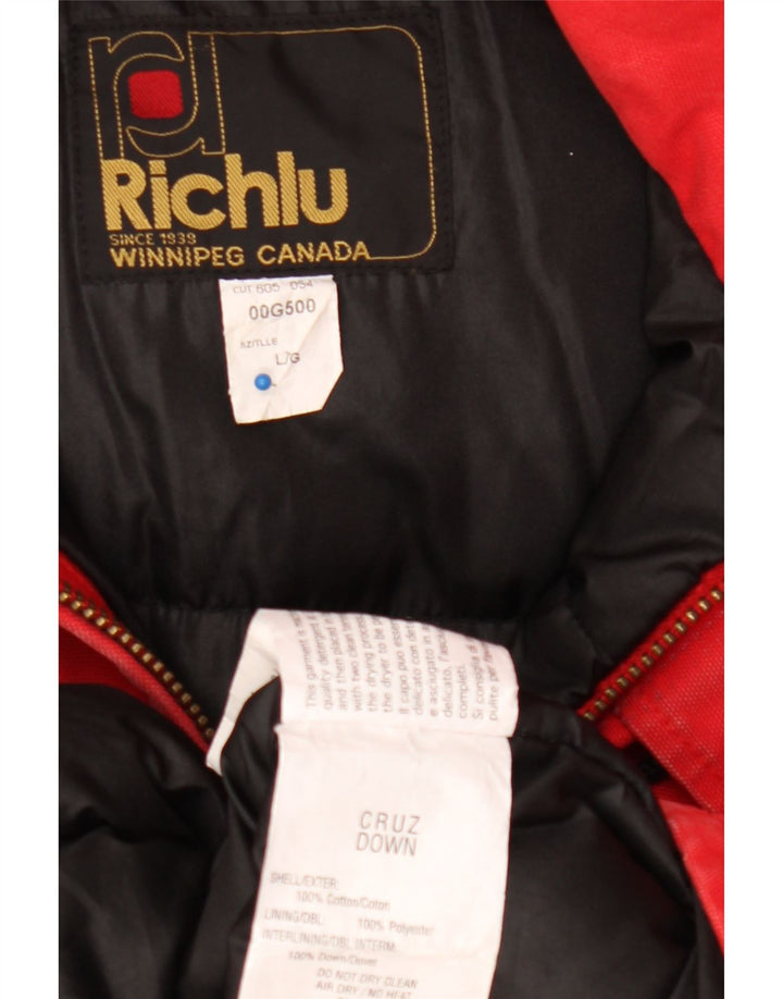 Richlu Manteau rembourré à capuche pour homme UK 40 Grand coton rouge