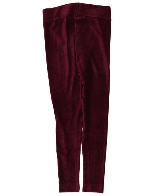Marks & Spencer Womens Velvet Leggings UK 14 Large Burgundy Cotton