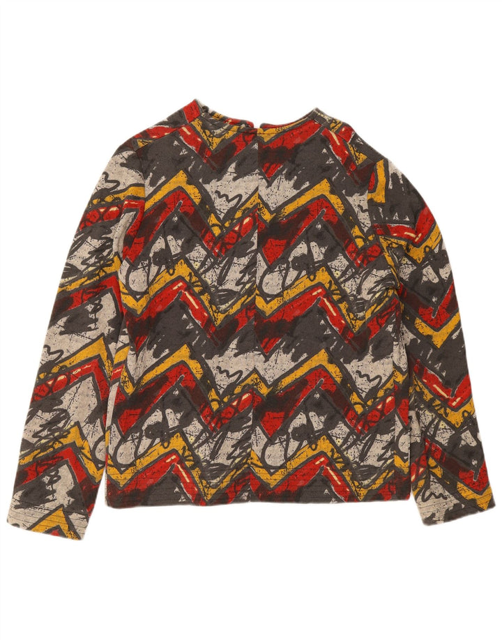 vintage Femmes Motif Abstrait Survêtement Top Veste UK 18 XL Multicolore