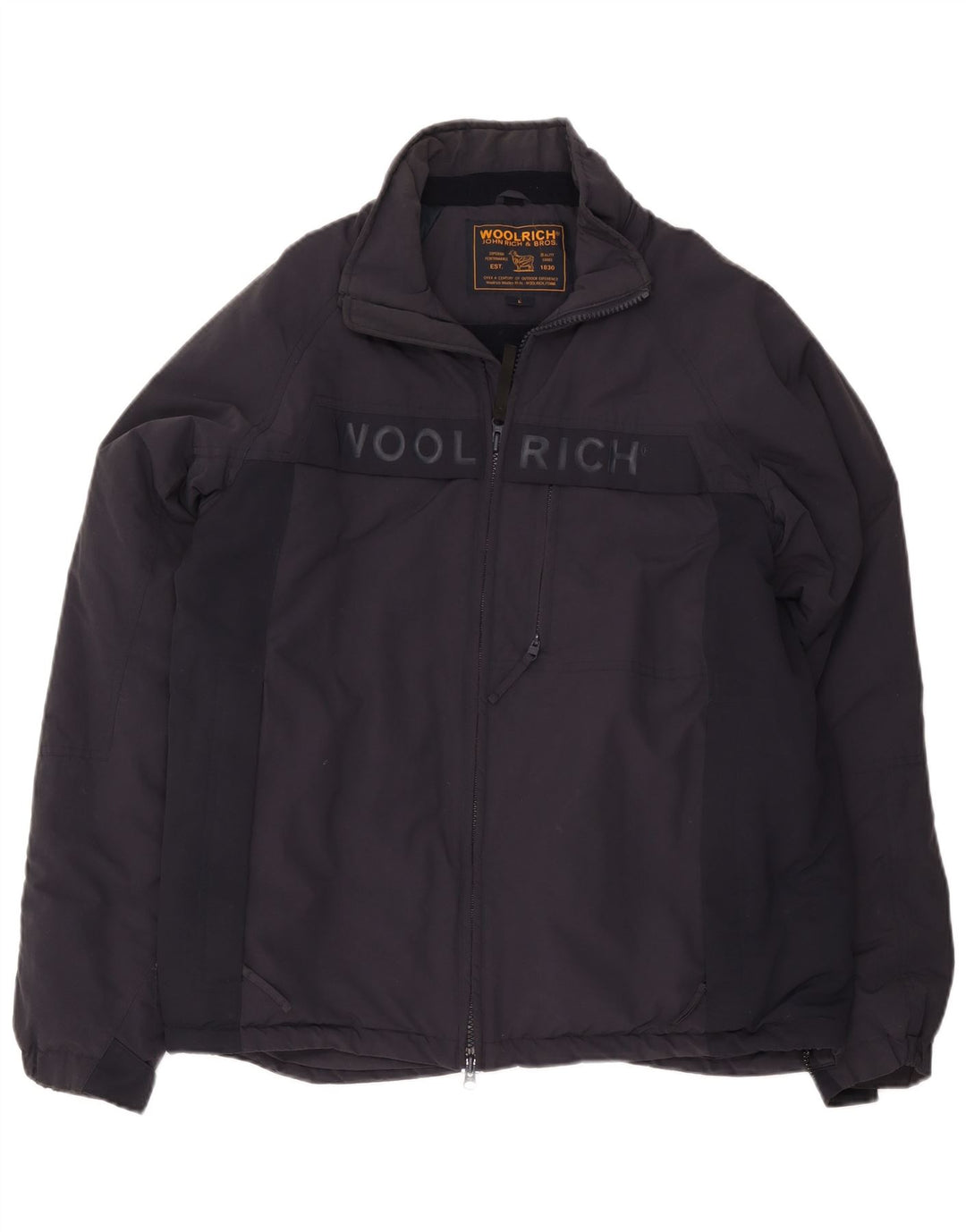 Woolrich Veste coupe-vent graphique pour homme UK 40 Large Bleu marine Nylon