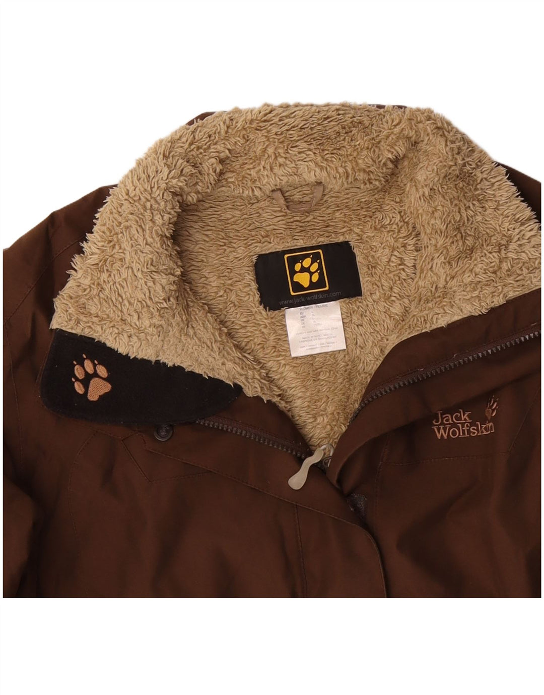 JACK WOLFSKIN Womens Sherpa Windbreaker Coat UK 16 Large Brown Polyester