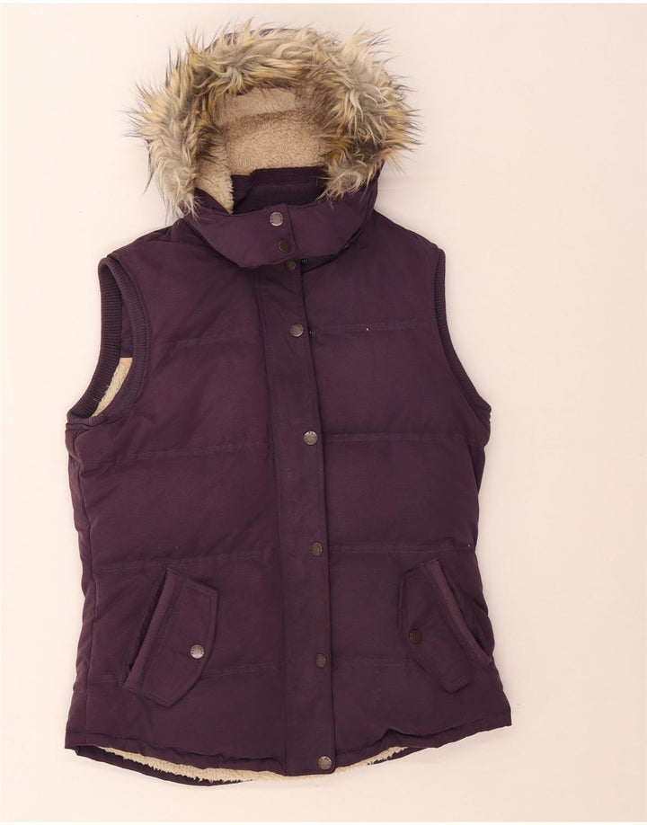 Fat Face Gilet rembourré à capuche pour femme UK 12 Violet moyen Polyester