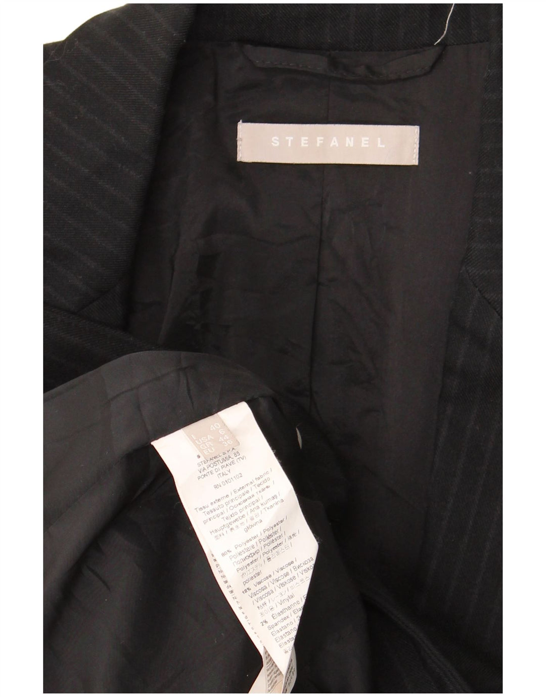 Stefanel Costume 2 pièces 1 bouton pour femme IT 40 Small W28 L28 Noir à fines rayures