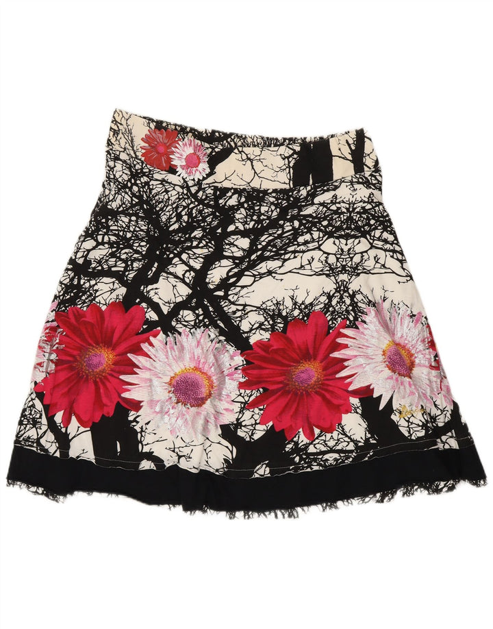 vintage Femme A-Line Jupe Moyenne W30 Coton Floral Multicolore