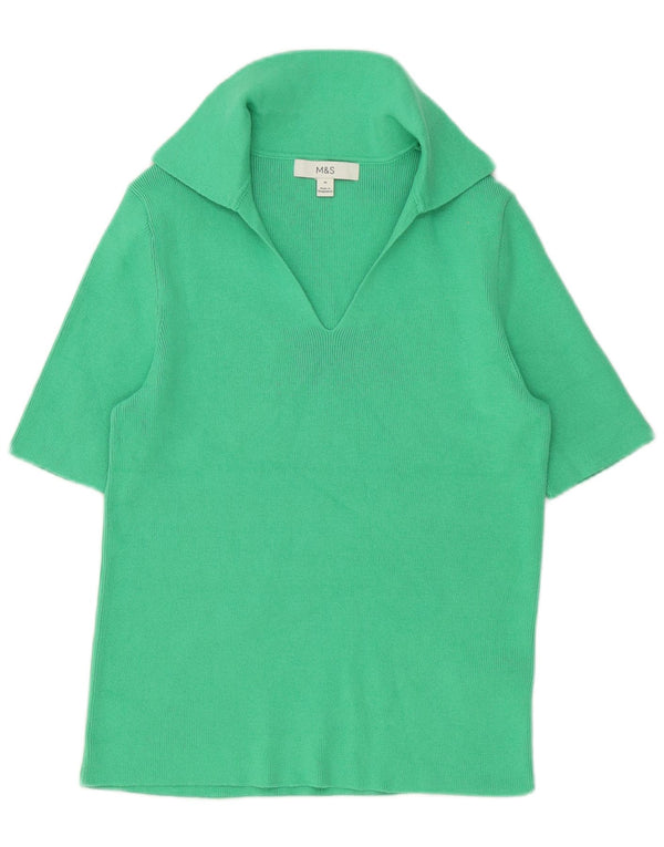 Marks & Spencer Polo Femme UK 12 Coton Vert Moyen