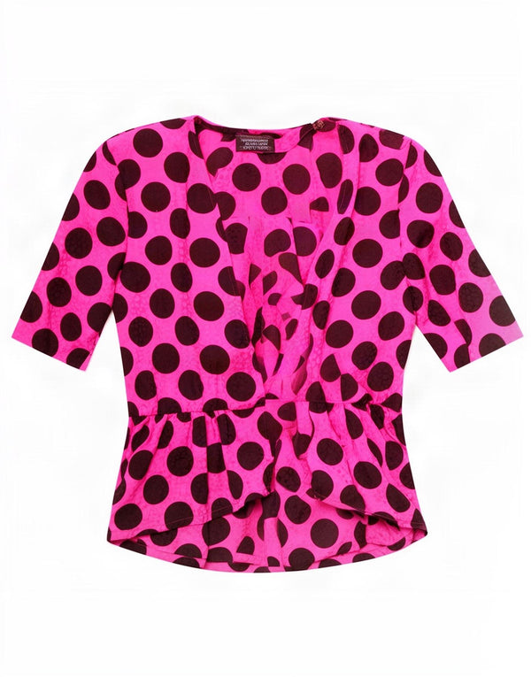 Pierre Cardin Cardigan à manches courtes pour femme UK 12 Rose moyen à pois