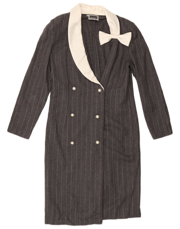 Luisa Spagnoli Robe chemise à manches longues pour femme UK 14 Grandes rayures grises