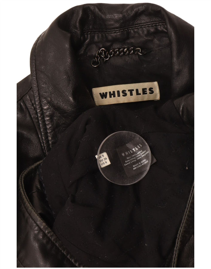 WHISTLES Veste de motard en cuir pour femme UK 8 Petit cuir noir